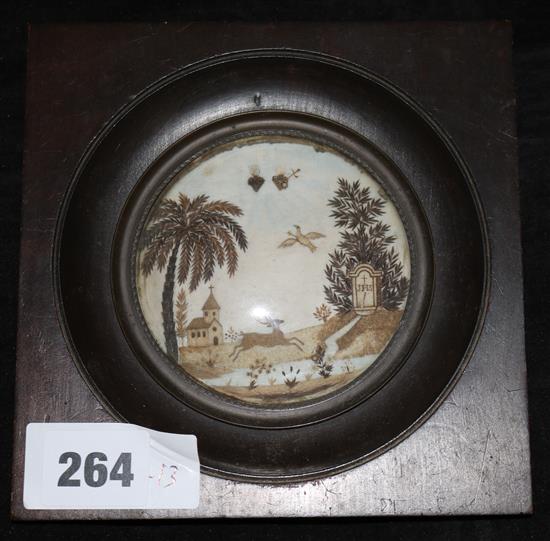 A 19th century Colonial grass and sand applique work memorial miniature
